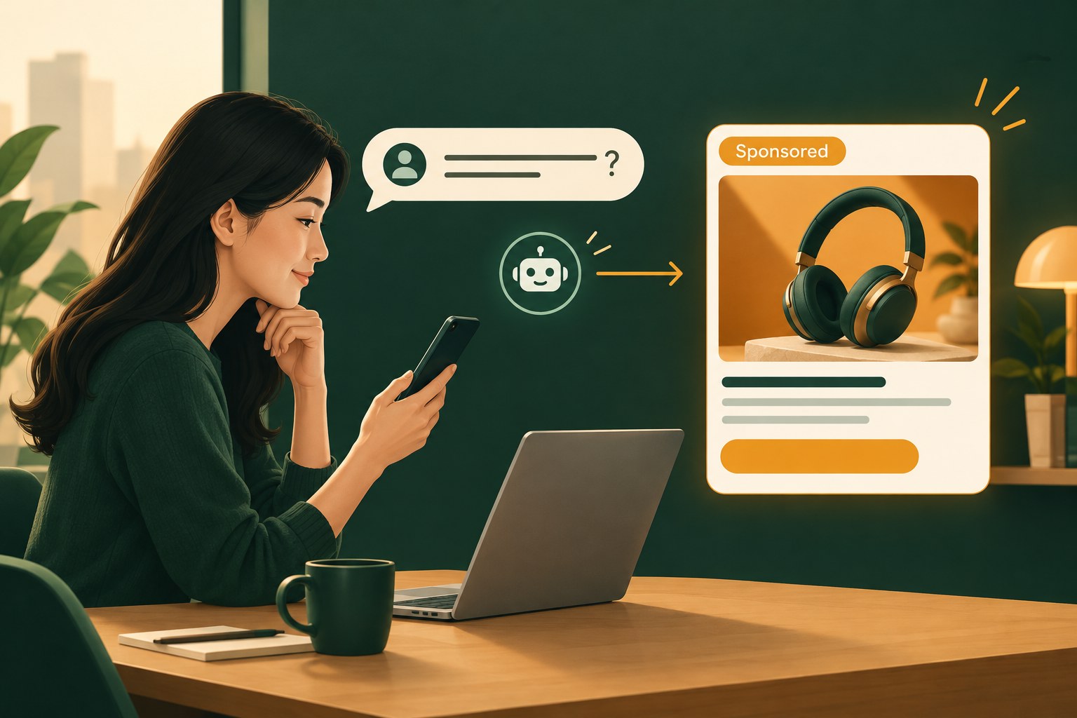 Minh họa quảng cáo theo ngữ cảnh hội thoại AI